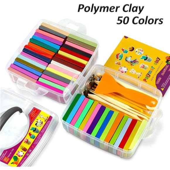 Polymer Clay 50 Colors, Modeling Clay for Kids Non-Toxic with Sculpting Tools - Picture 3 of 6